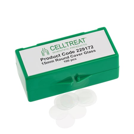 Celltreat Round Cover Glass, Sterile, 15mm, PK100 229172